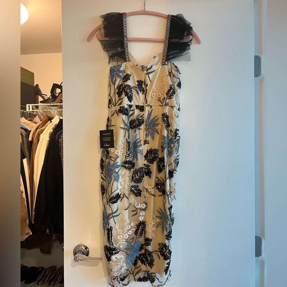 Show Stopper Cream Embroidered Sequin Bodycon Mini Dress